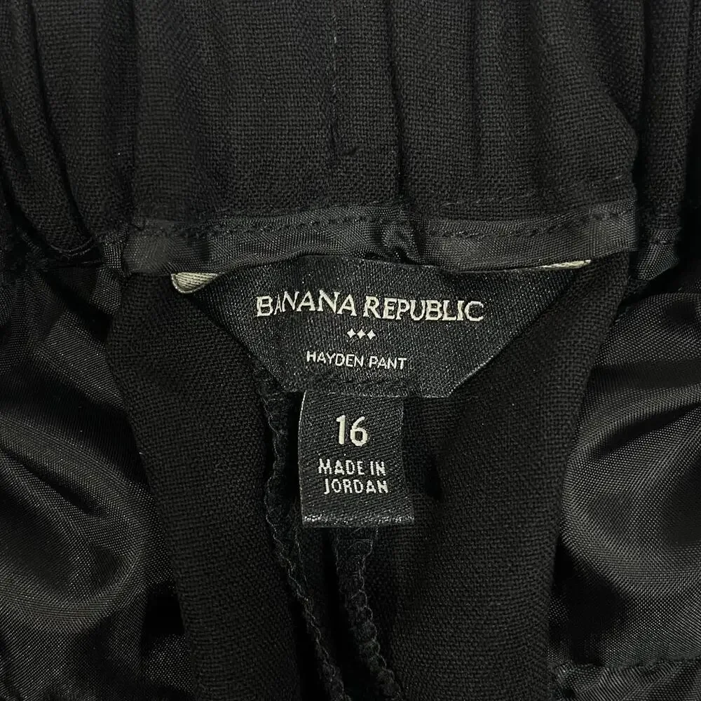 Banana Republic Hayden Dress Pants Womens 16 Black Pull On Tapered Leg Workwear